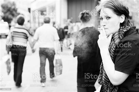 Woman Smoking Outside Stock Photo Download Image Now Adult Black