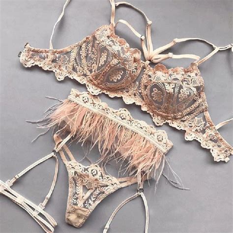 Sexy Lace Embroidery Lingerie Set Feather Bra And Party Set Etsy