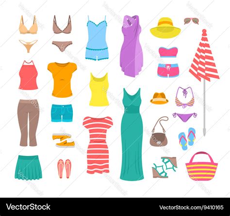 Women Casual Summer Clothes And Accessories Flat Vector Image