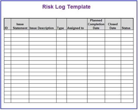 Project Risk And Issue Log Template Issue Log Project Management