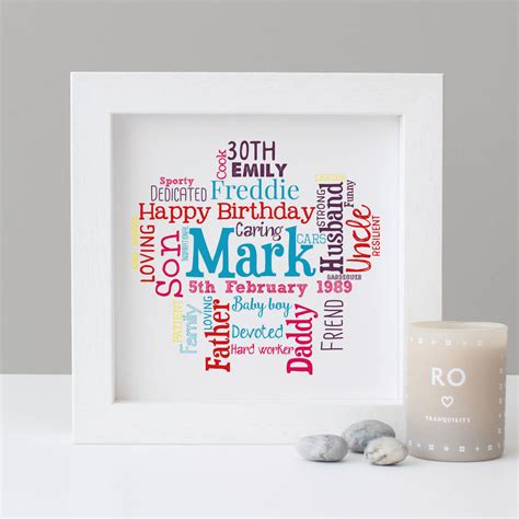 112m consumers helped this year. personalised 30th birthday gift for him by hope and love | notonthehighstreet.com