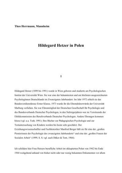 Herrmann T 2011 Hildegard Hetzer In Polen DGPs