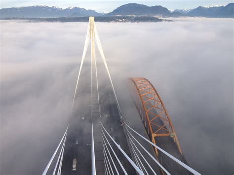 The New And Old Port Mann Bridge In The Fog Rvancouver