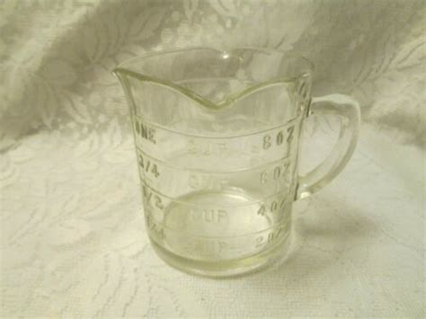 Vintage Hazel Atlas 1 Cup Glass Measuring Cup With 3 Spouts Antique