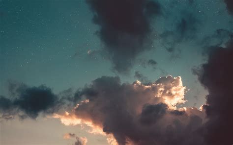 Download Wallpaper 3840x2400 Clouds Sky Sunset Stars Porous 4k