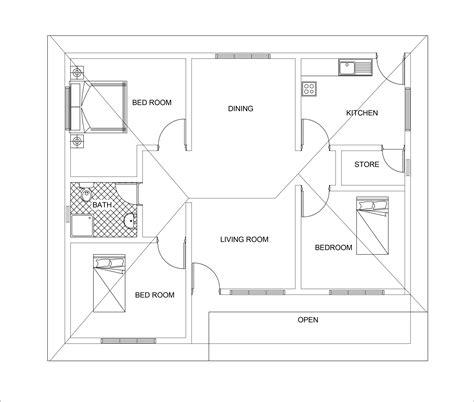 Simple Floor Plan Dwg Free Download ~ Autocad Plan House Simple Dwg Cad