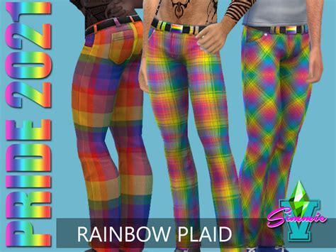 The Sims Resource Simmiev Pride21 Rainbow Plaid Pants