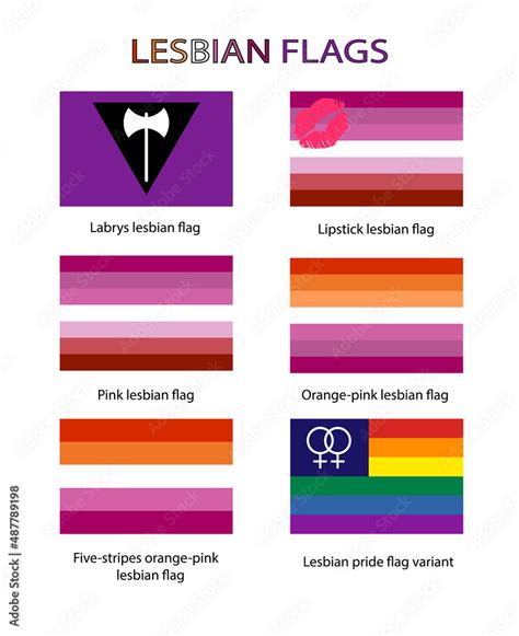 stockvector different lesbian flags used in gay pride celebrations evolution of the lesbian