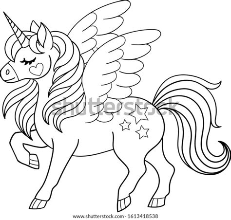 Cute Pegasus Vector Isolated Outline Coloring 库存矢量图（免版税）1613418538
