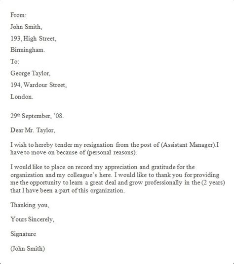 Professional Resignation Letter Format | Letters – Free ...