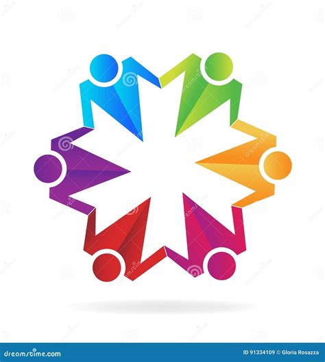 Teamwork Business Hugging People Logo Cartoon Vector CartoonDealer