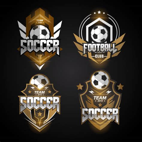 Set Of Soccer Football Badge Logo Design Templates Illustrations