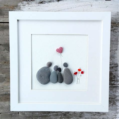 Pebble art family4 Family4 giftpersonalized family picture | Etsy in ...