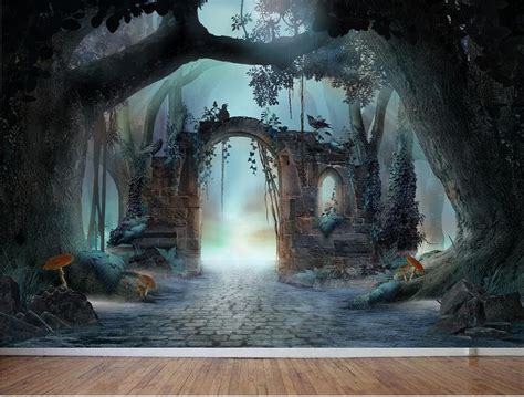 Archway In Enchanted Forest Wall Mural Wallpaper Peel And Stick Etsy