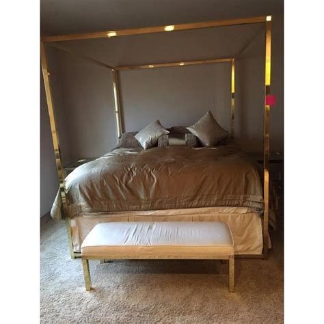 Visage collection in pearl finish. Henredon Brass King Canopy Bed | Chairish