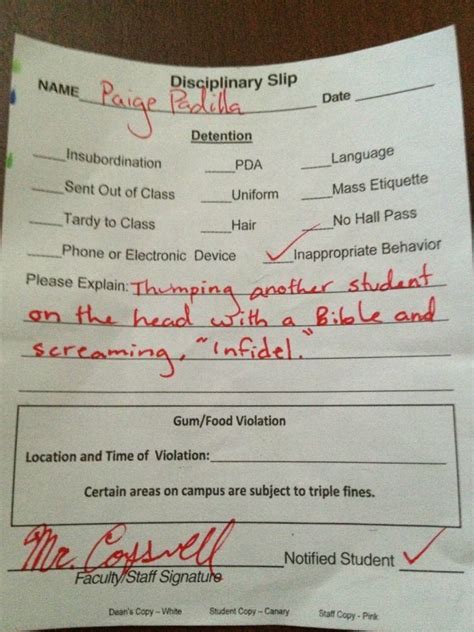 well maybe they were 12 funniest detention slips ever