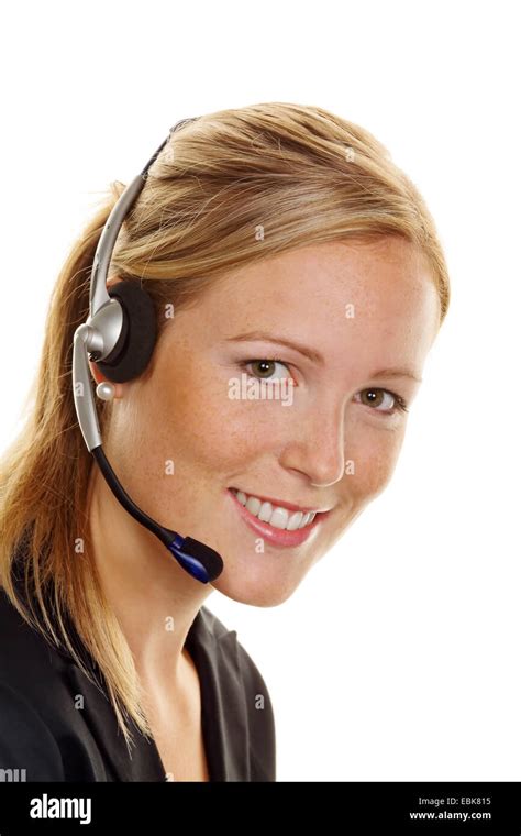 Woman With Headset Stock Photo Alamy