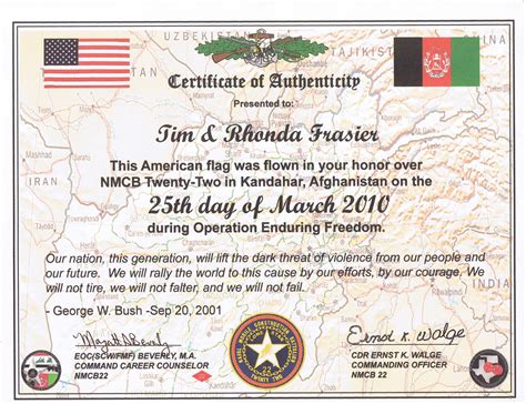 While it varies, flags and certificates are typically shipped three to six weeks after they have been flown. We Support Our Troops - Frasier Bison L.L.C.