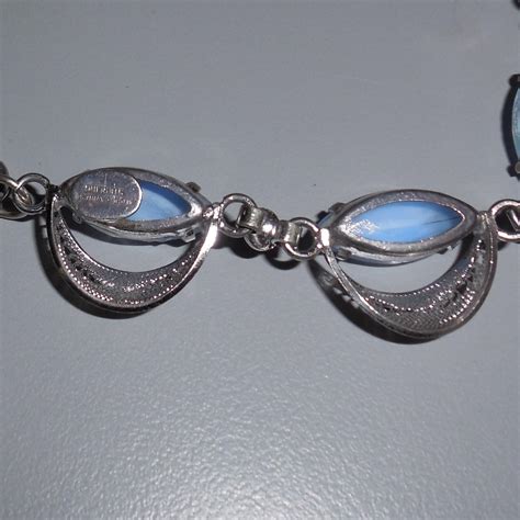 Vintage Alice Caviness Sterling Silver And Blue Faux Moonstone Parure