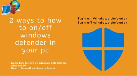 How To Turn Onoff Windows Defender In Windows 10disable Windows