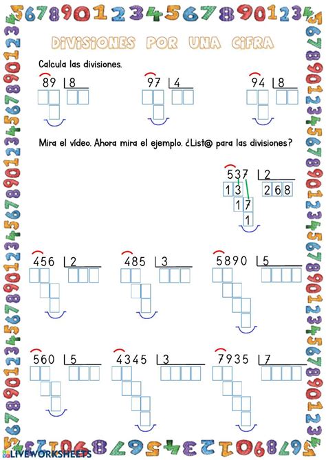 División Por Una Cifra 3 Ficha Interactiva Math Concepts School Subjects Online Workouts