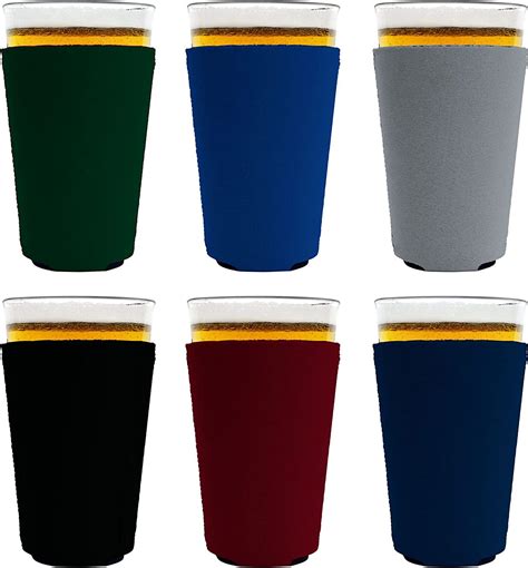 Blank Neoprene Pint Glass Coolie Variety Color 6 Pack