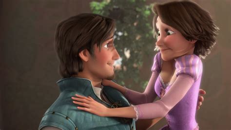 Rapunzel About To Happily Give Flynn Rider A Romantic Kiss On The Lips Disney Disney Princes