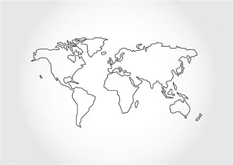 Wereldkaart Overzicht Geïsoleerd Op Witte Achtergrond Premium Vector