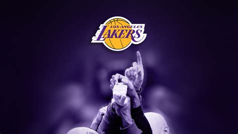 Lakers Logo With Players Hands In Dark Purple Background Basketball Hd