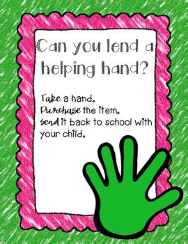 The song was written by mrs. Lend A Helping Hand {Class Wishlist} Open House Parent ...