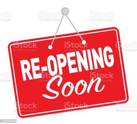 Reopening Soon Sign Design For Businesses On Red Sign On White