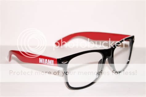 Wayfarer Sunglasses Nerd Black Red Colors Retro Miami Heat Clear Lens