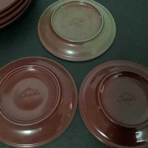 Vintage MCM BOONTON WARE Dishes Coffee Cups Raspberry Maroon Color EstateSales Org