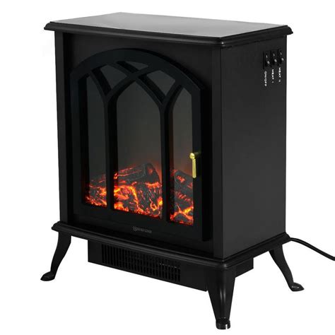 Free Standing Electric 1500w Fireplace Heater Fire Flame Stove Wood