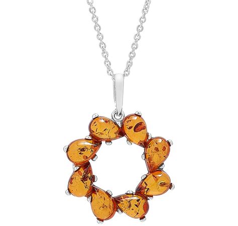 Tscca Amber Extraordinaire Sterling Silver Amber Circle Of Teardrops