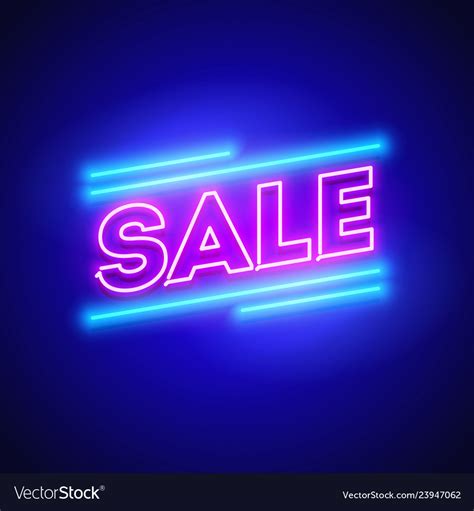Retro Sale Offer Neon Sign Royalty Free Vector Image