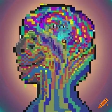 Psychedelic Pixel Art Of A Brain On Craiyon
