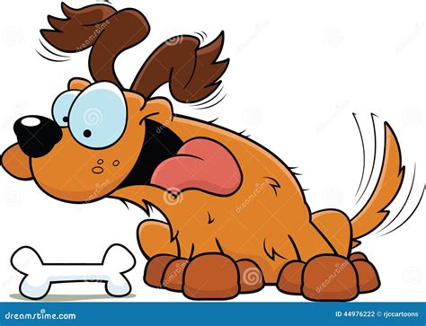 Cartoon Happy Dog With Bone Stock Vector Illustration Of Looking