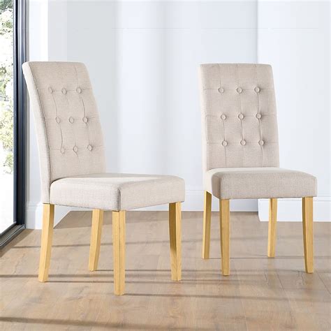 Regent Dining Chair Oatmeal Classic Linen Weave Fabric And Natural Oak