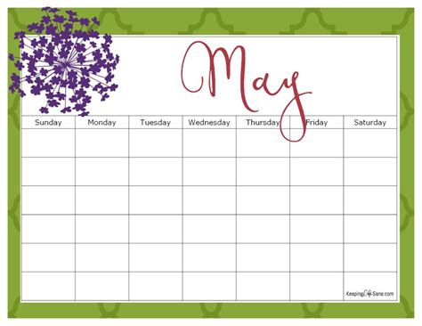 Printable Blank Calendar For Free Keeping Life Sane