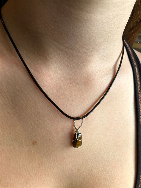 Tigers Eye Crystal Necklace Etsy