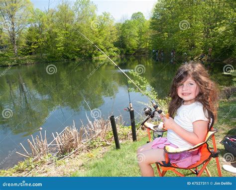 Little Girl Fishing Editorial Photo Image Of Little 47527311