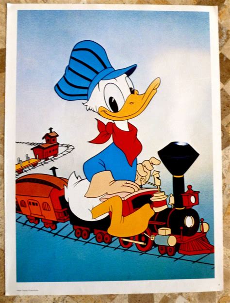 Vintage Disney Poster Donald Duck On A Red By Vintageschooldays