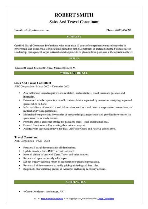 Travel Consultant Resume Samples Qwikresume