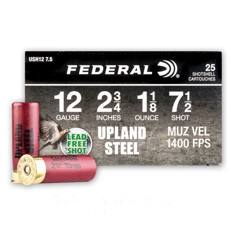 12 Gauge 7 5 Shot Federal Upland Steel 25 Rounds Ammo