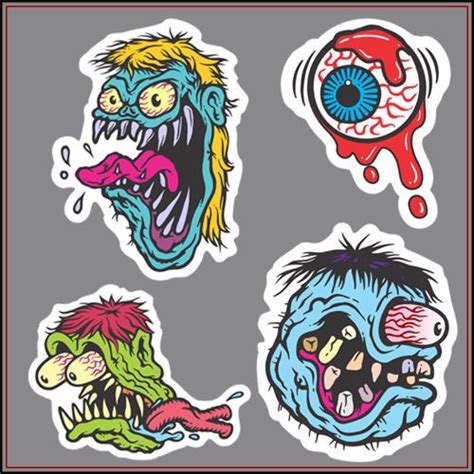 4x Rat Fink Stickers Decal Vinyl Bike Car Ed Roth Hot Rod Racing Tuning Monster Monster Truck