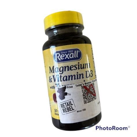 Rexall Magnesium And Vitamin D3 Tumeric Heart Health 50 Tablets Exp 08