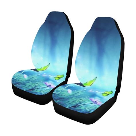 universal car seat covers front seats 2pc fairy butterflies mystic forest contain 3d