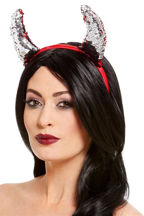 Devil Horns With Sequins In Red Silver Order Horror