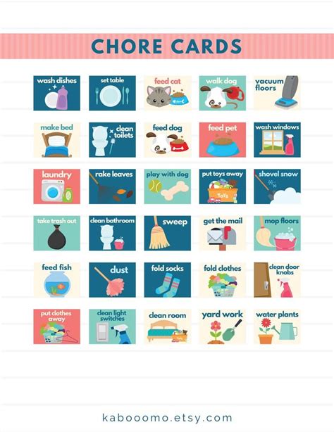 Chore Routine Card Bundle Chart Cards Chores Task Cards Etsy In 2021
